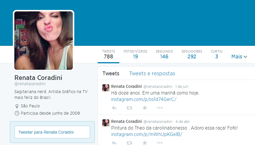 Perfil da funcionária do SBT no Twitter
