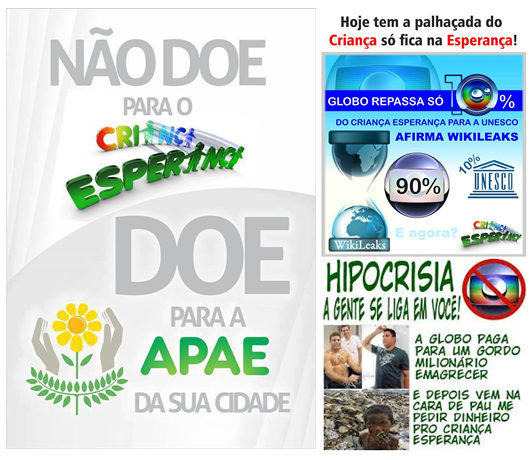 Exemplos de imagens compartilhadas nas redes sociais