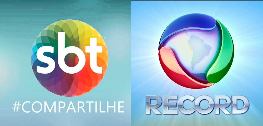 Logo SBT e Record. Imagem produzida pelo Bastidores da TV.