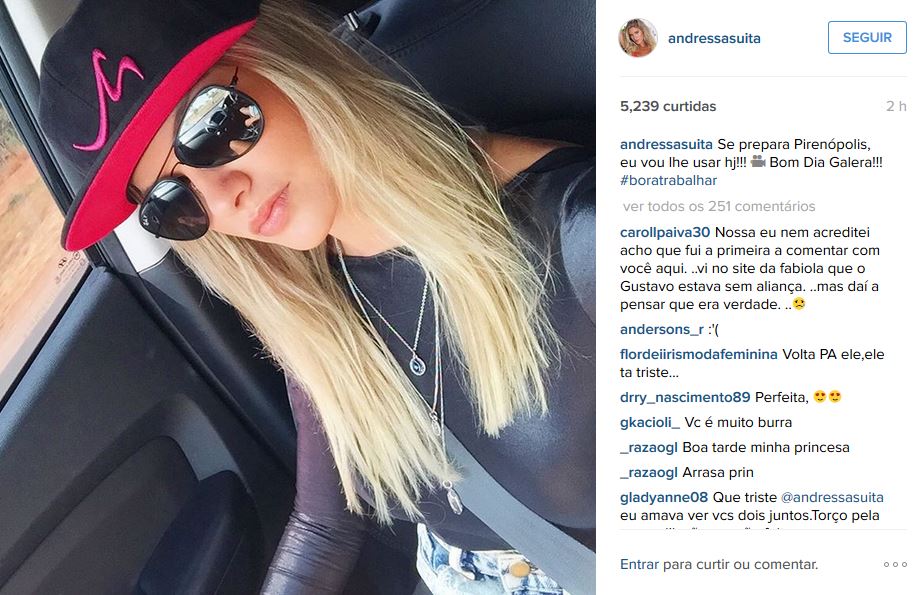 Andressa Suita ganha apoio dos seguidores após fim de noivado com Gusttavo Lima
