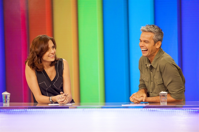 Monica Iozzi e Otaviano Costa na estreia do Vídeo Show. Foto: Globo/Matheus Cabral