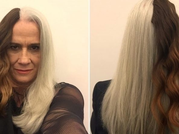 Vera Holtz aparece com cabelo tricolor nas redes sociais