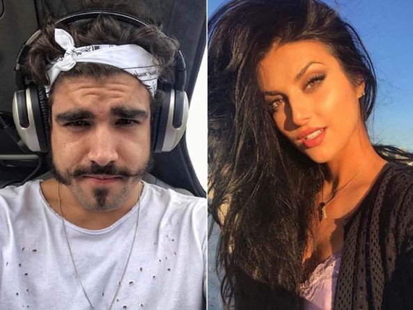 Caio Castro e Anajú Dorigon são vistos aos beijos