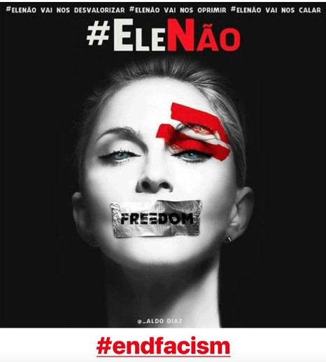 Madonna bomba na web após aderir à campanha #EleNão