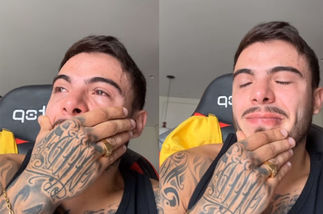 Thomaz Costa surge chorando e vira piada na internet: “Muito forçado”
