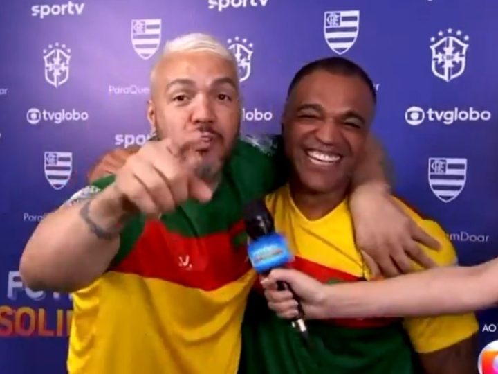 Belo e Denílson deixa treta de lado e se abraçam durante o “Futebol Solidário”