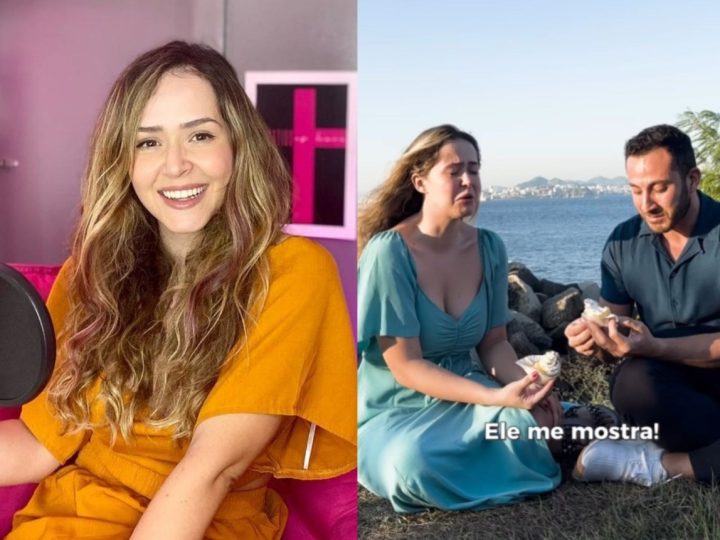 Influenciadora que perdeu 4 bebês faz chá revelação da quinta gravidez comendo cupcakes