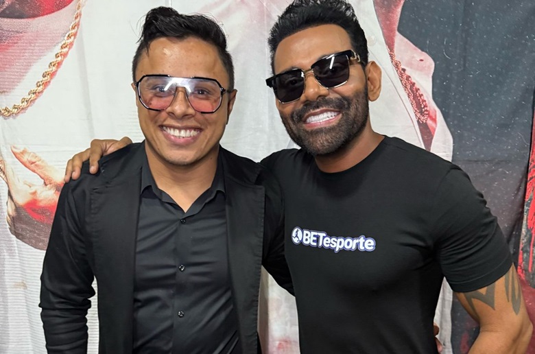 Márcio Lima encontra Pablo nos bastidores da Pecuária de Goiânia