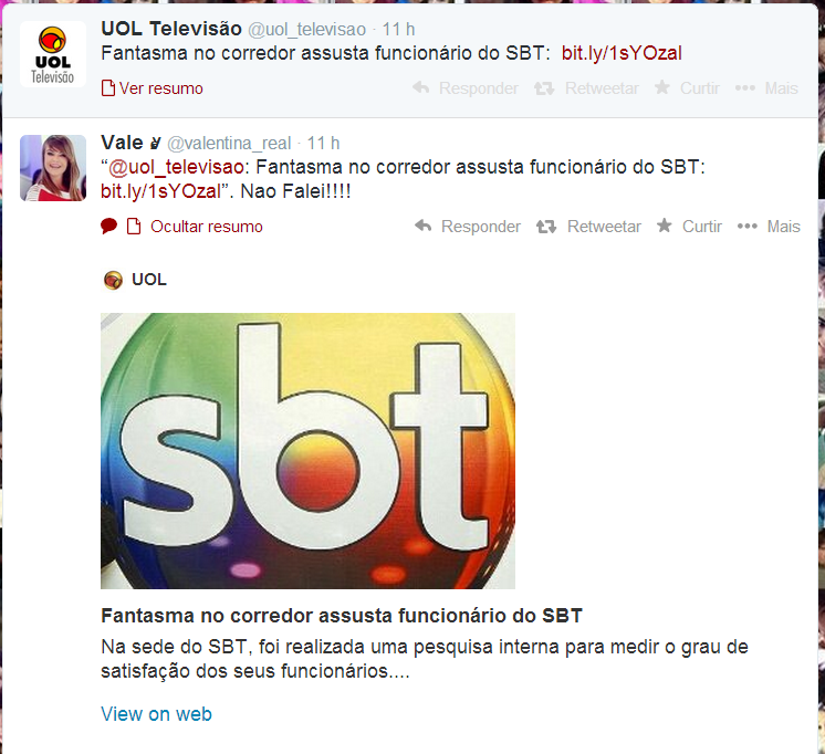 Funcionário diz ter visto fantasma no corredor do SBT