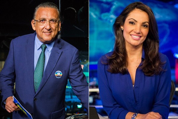 Galvão Bueno e Patricia Poeta no Jornal Nacional