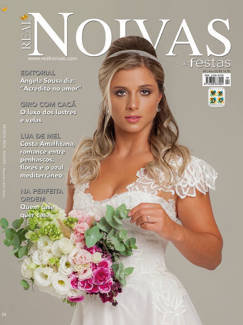 Ex-bailarina do Faustão estampa capa de revista para noivas