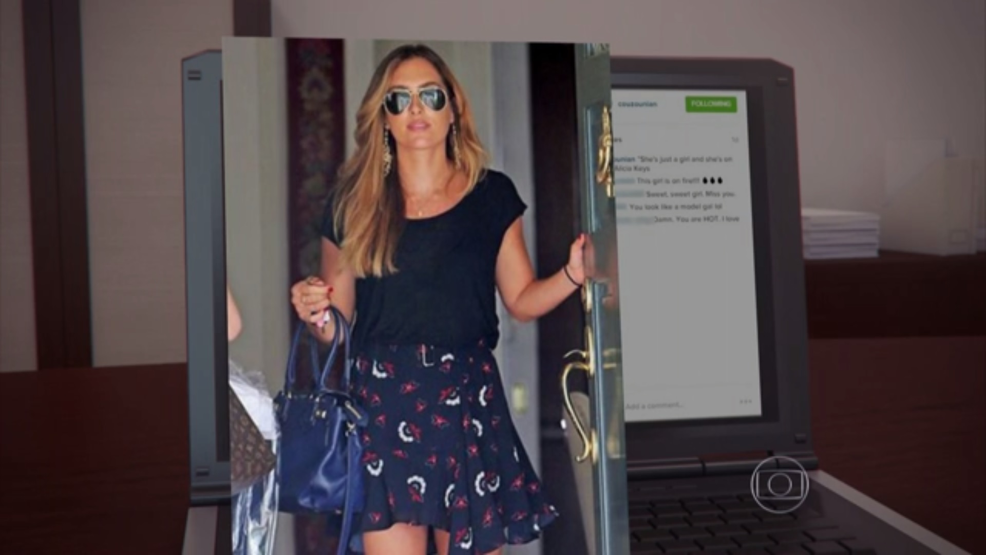 Christine Ouzoun publicou fotos, nas redes sociais, que comprometeram Ben Affleck (Foto: Reprodução/TV Globo)