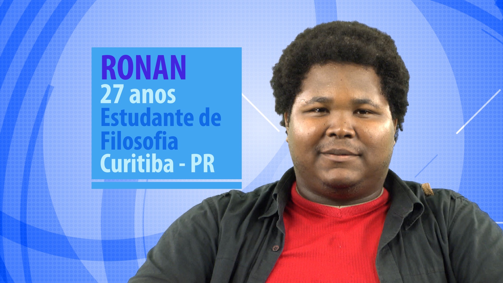 Ronan é estudante de filosofia. Foto: Divulgação/Globo