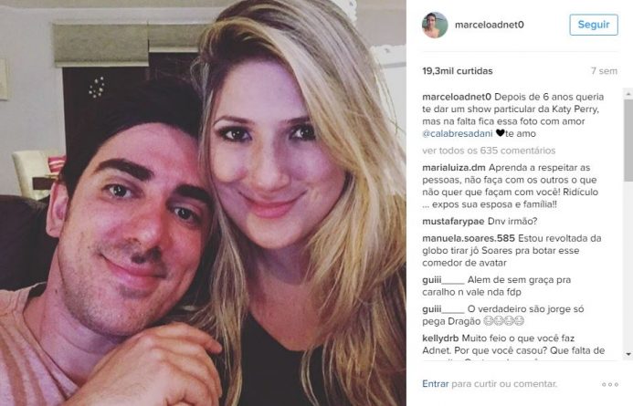 Após suposta traição, Marcelo Adnet é atacado em rede social: “Safado!”