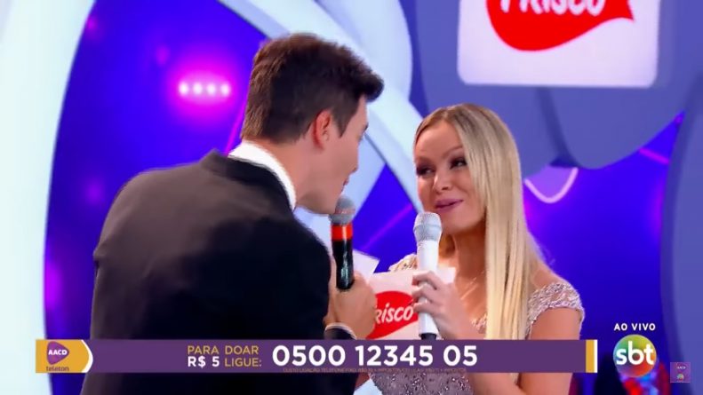 Rodrigo Faro e Eliana cantam juntos no palco do “Teleton”