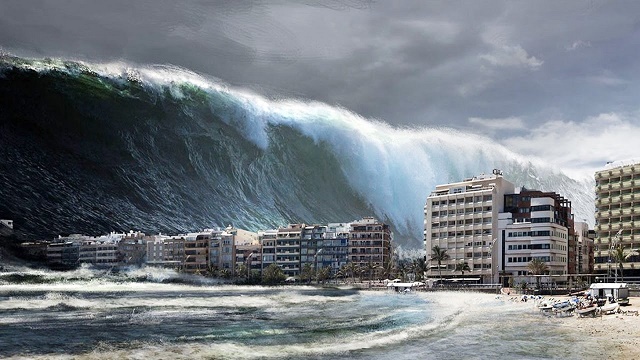 Record grava cena de tsunami