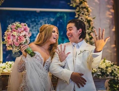 Whindersson Nunes e Luísa Sonza mostram imagens inéditas do casamento no “Domingo Legal”