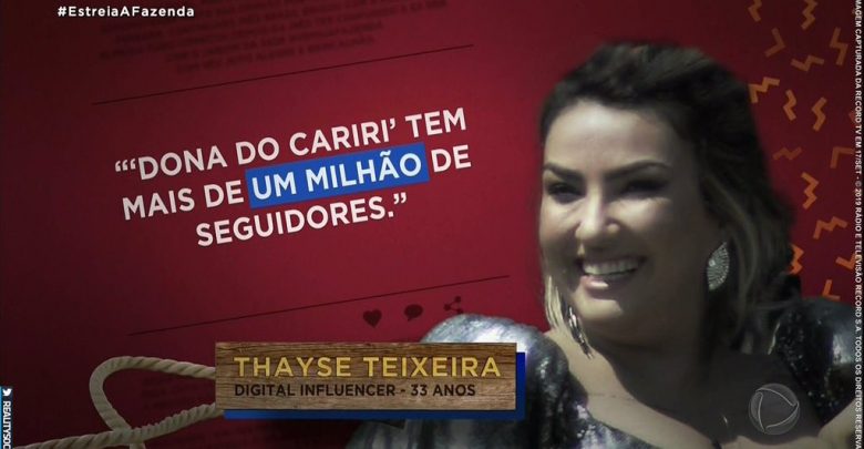 Thayse Teixeira é uma das participantes do reality show “A Fazenda 11”