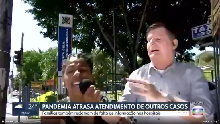 Mulher invade link e grita: “A Globo é um lixo e o Bolsonaro tem razão”