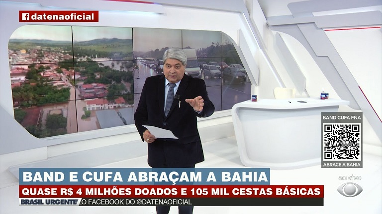 Band, CUFA e FNA arrecadam R$ 4 milhões em doações para a Bahia