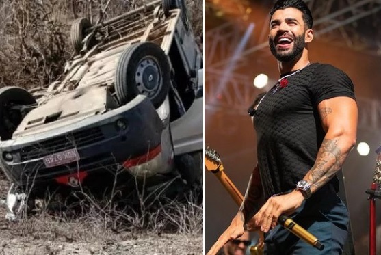 Van do cantor Gusttavo Lima capota em acidente na Paraíba
