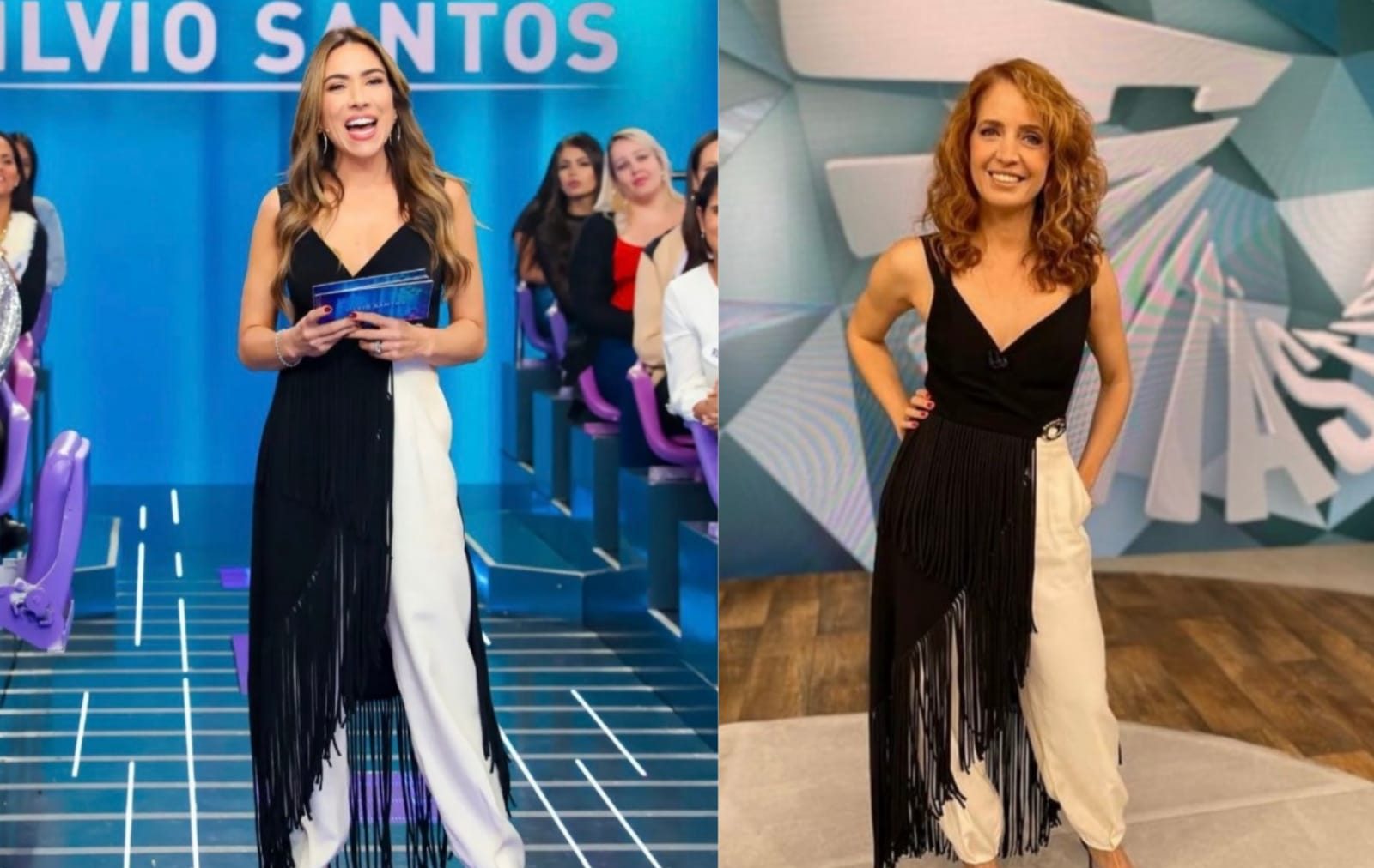 50% OFF? Poliana Abritta e Patricia Abravanel aparecem com o mesmo look na TV; veja o valor