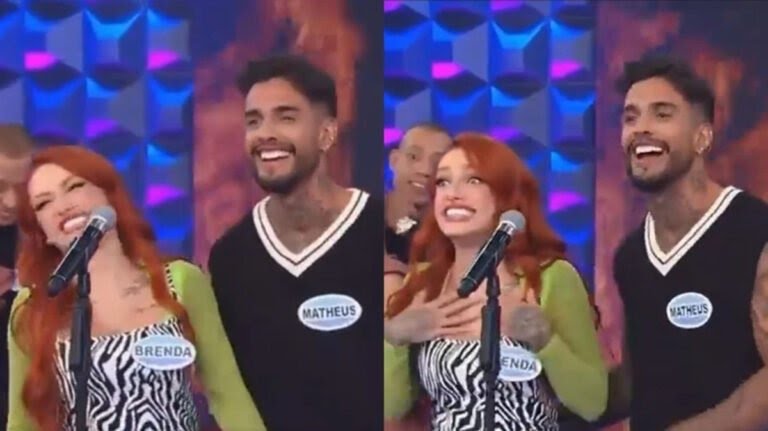 Brenda passa mão em parte íntima de Matheus e Patricia Abravanel dispara: “Aqui no palco não”; assista