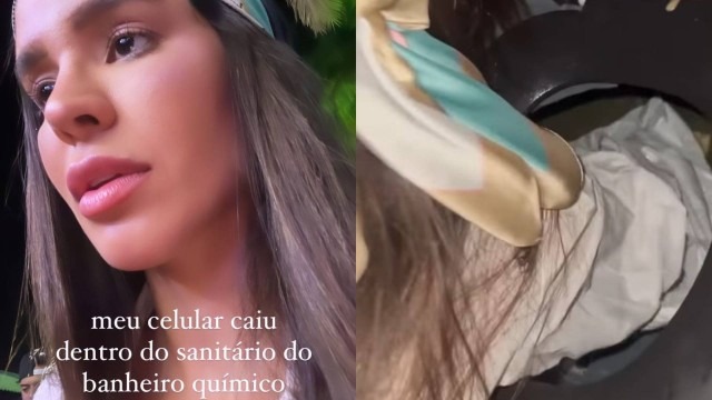 Kerline enfia a mão no vaso sanitário com fezes para recuperar celular; veja o valor do aparelho