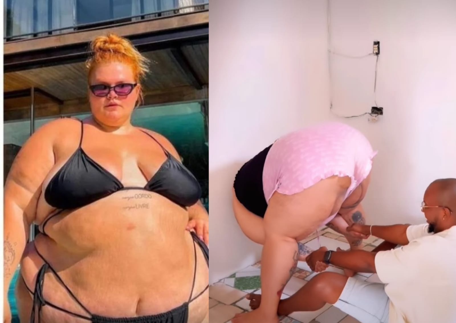 Thais Carla tenta fazer alongamento de Gracyanne Barbosa e grita de dor; assista