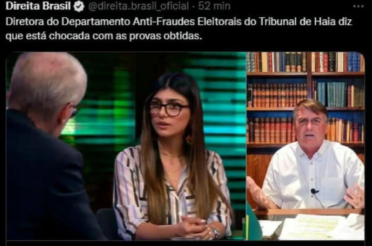 Bolsonaristas caem em fake news e usam imagem da Mia Khalifa como “diretora do Tribunal de Haia”