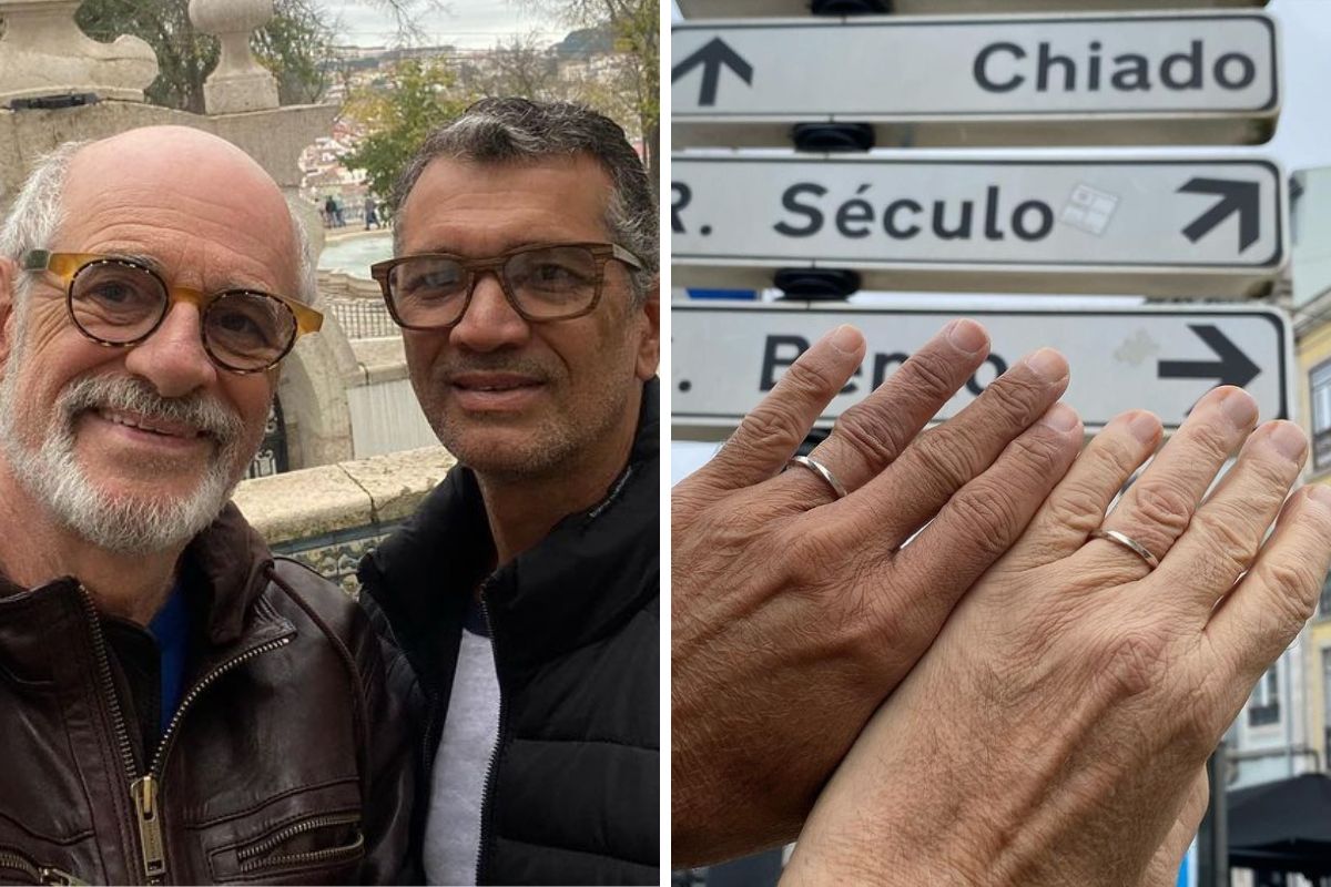Aos 70 anos, Marcos Caruso se casa com Marcos Paiva