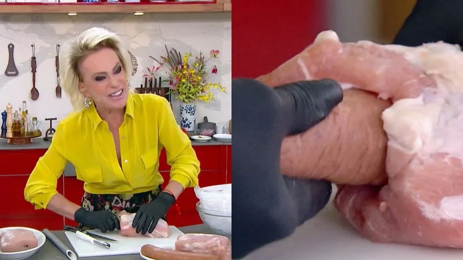 Ana Maria Braga passa sufoco ao enfiar linguiça em lombo e viraliza: “Não tem muita lubrificação”