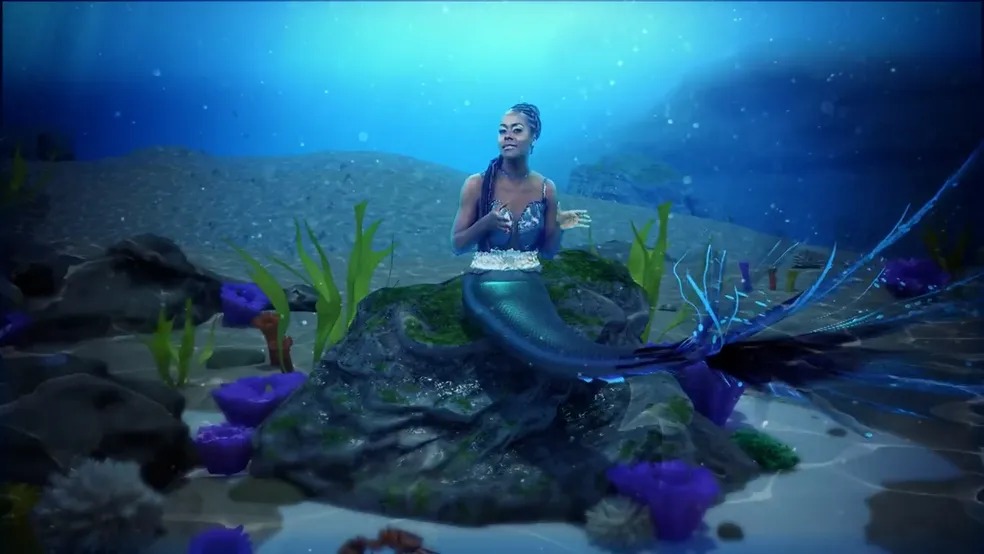 Inspirada em Ariel negra, Maju Coutinho se veste de sereia no “Fantástico”