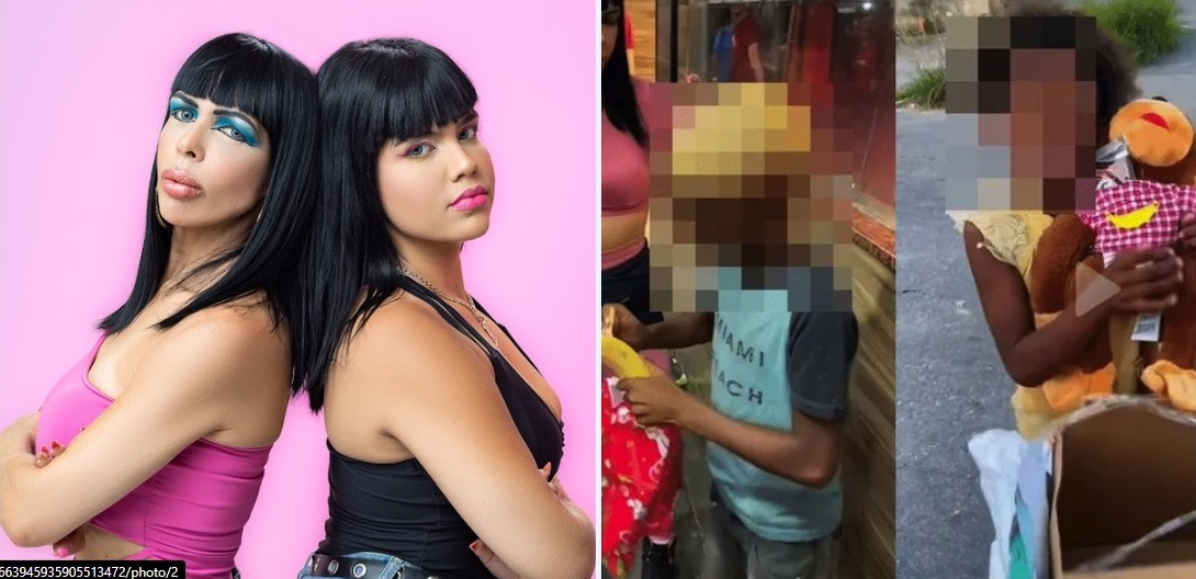 Influenciadoras causam revolta ao presentear crianças negras com banana e macaco de pelúcia