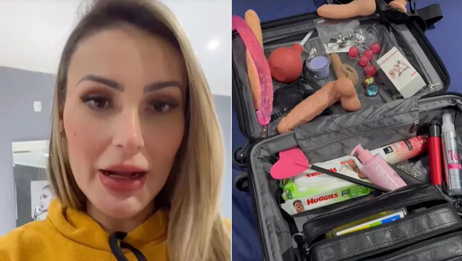 Andressa Urach mostra sua “mala do sexo” e revela que comprou uma pro filho