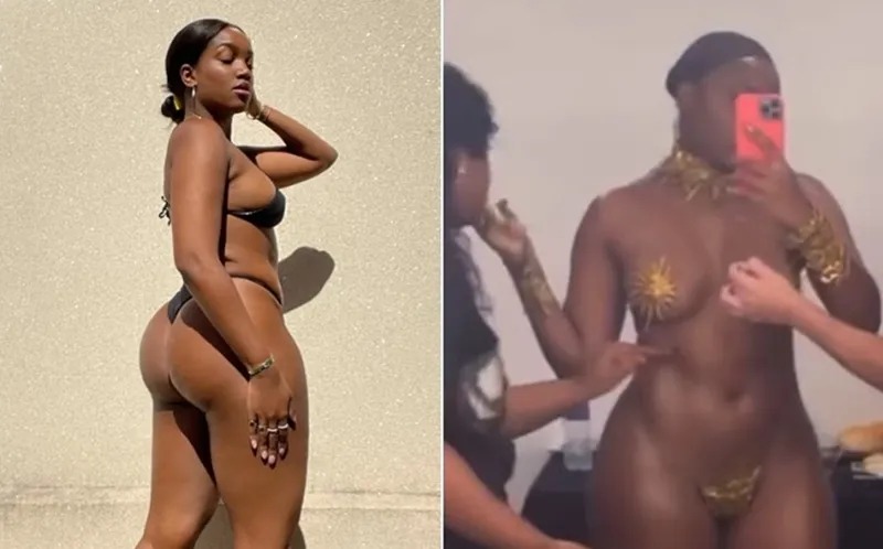Iza aparece usando apenas tapa-sexo e internet vai à loucura: “Escultura viva”