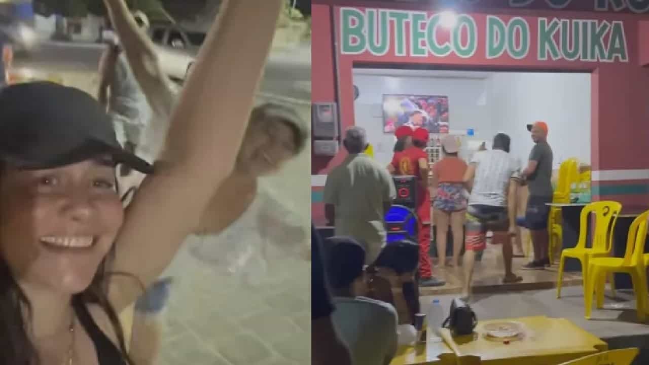 Alessandra Negrini comemora 53 anos em boteco vendo jogo do Corinthians