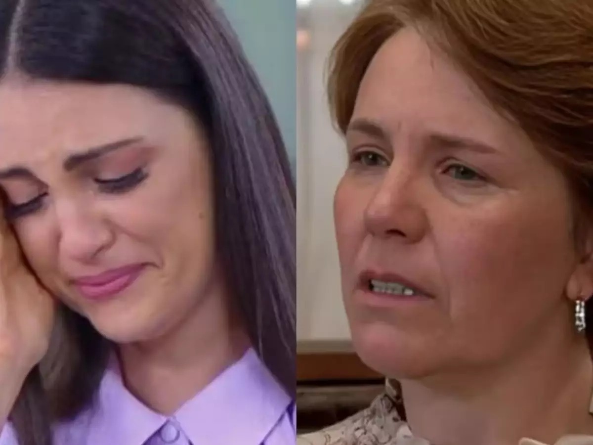 Chris Flores chora, ao vivo, após ser detonada por entrevista com mãe de Larissa Manoela