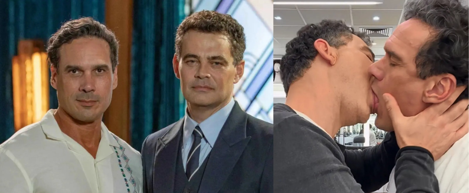 Carmo Dalla Vecchia dá beijão quente em ator da Globo no camarim