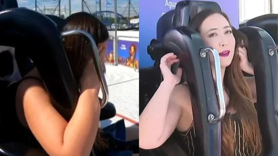 Repórter da Globo vai em brinquedo radical, faz pedido e Patrícia Poeta nega: “Não precisa”