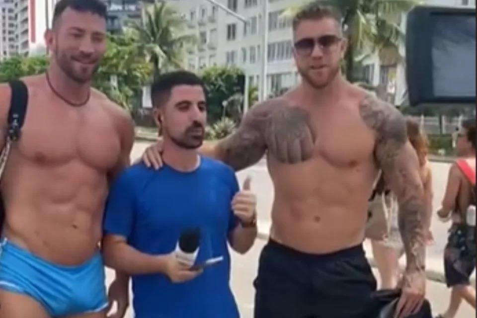 Atores pornôs invadem gravação da Globo e surpreendem jornalistas