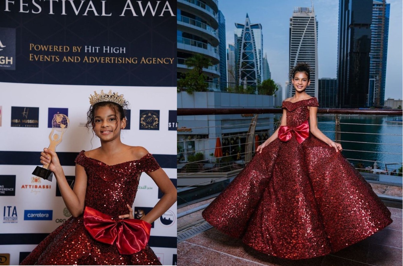 Modelo brasileira de 11 anos ganha prêmio de moda em Dubai
