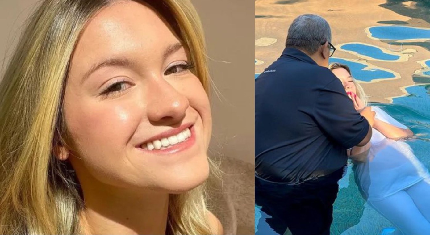 Filha de Gugu Liberato se converte e é batizada em igreja evangélica