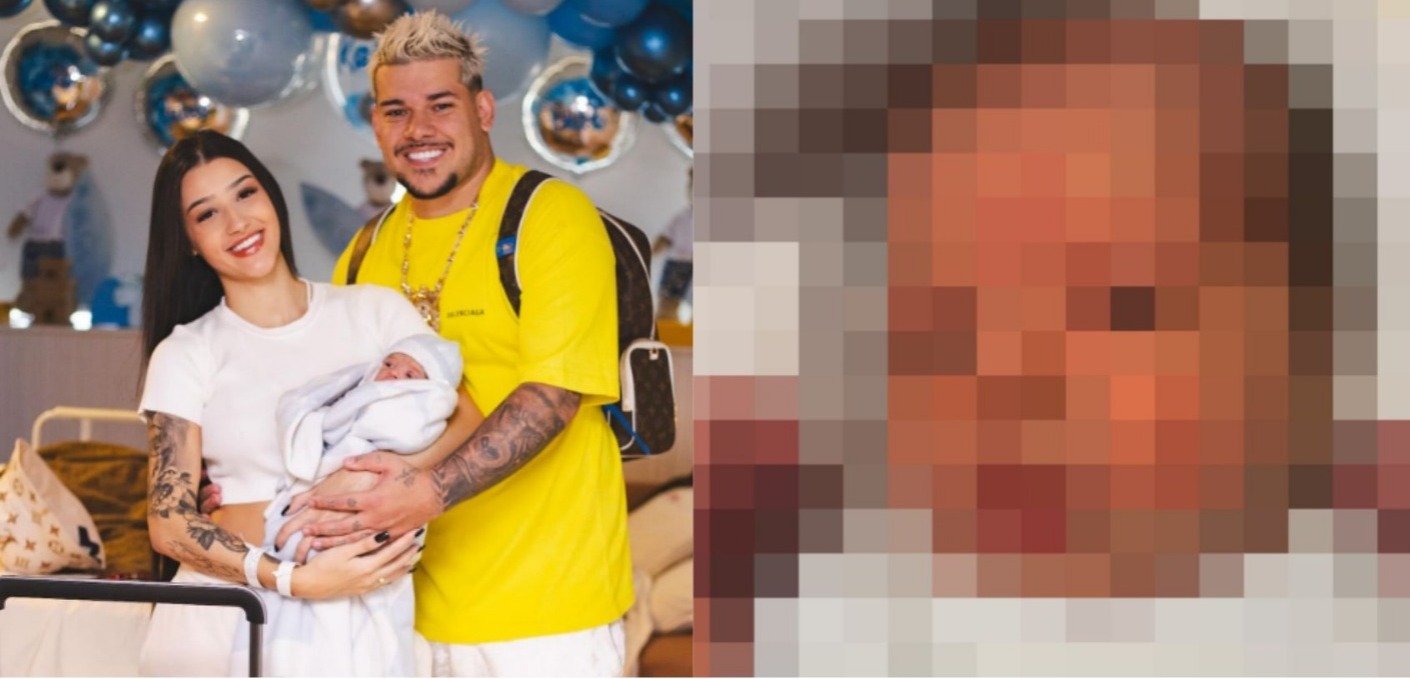 Bia Miranda mostra rosto do filho recém-nascido pela primeira vez