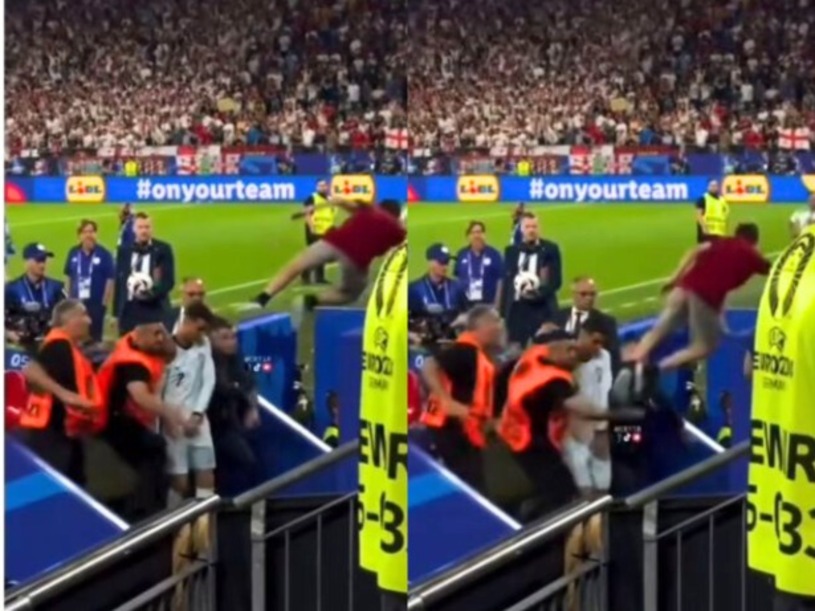 Torcedor quase cai em cima de Cristiano Ronaldo após se jogar de arquibancada