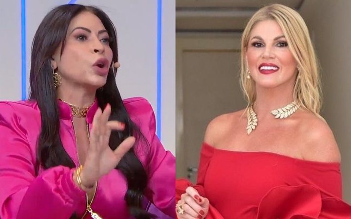 Ao vivo, no SBT, Sylvia Design cobra dívida de Val Marchiori