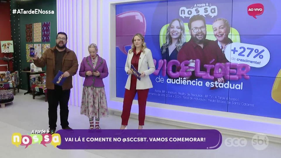 Ação integrada do SCC SBT destaca vice-liderança do programa “A Tarde é Nossa”