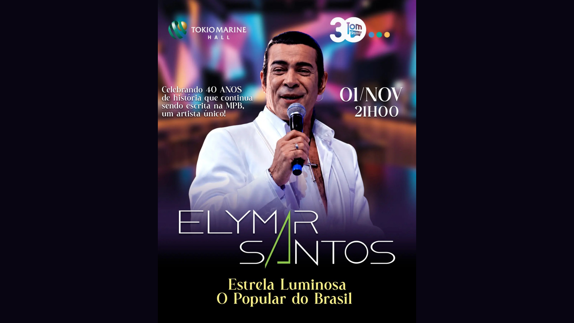 Elymar Santos celebra 40 anos de carreira com o show “Estrela Luminosa” em São Paulo